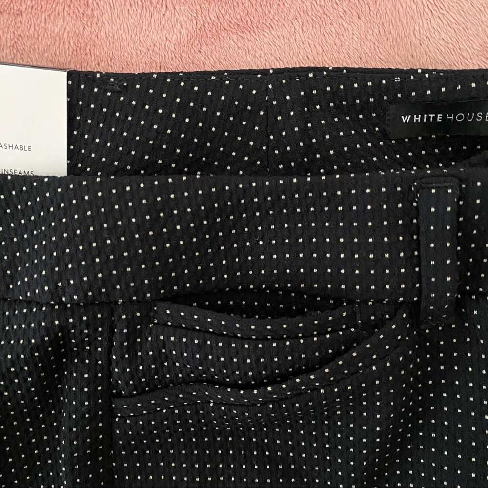NWT White House Black Market Comfort Stretch Slim Ankle Pants Black White Dots - Picture 8 of 9